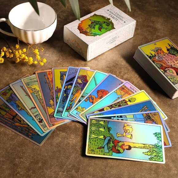 Rainbow Tarot Cards Decks, Tarot Card and Book Sets for Beginners, Holographic T - Picture 5 of 6